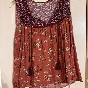 Floral Burgundy Sleeveless Top